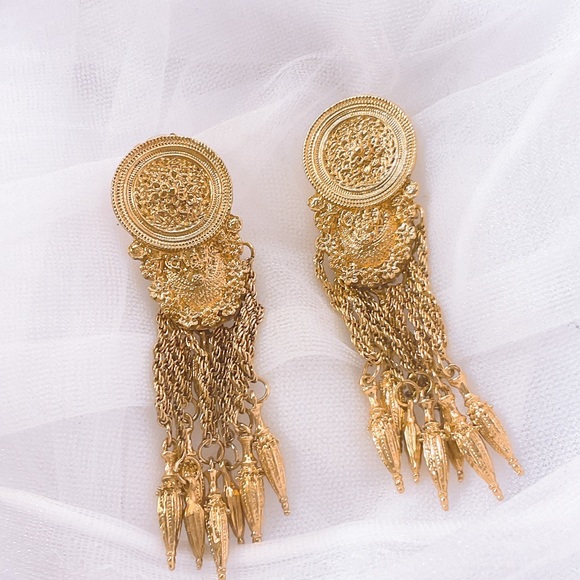 Zara Gold Greek Chain Dangle Earrings - Picture 3 of 6